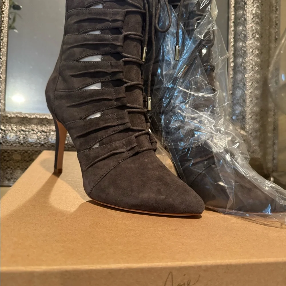 Joie Jelka Suede Lace-Up Booties — Dark Grey — Size 8 — NWT - Picture 4 of 7